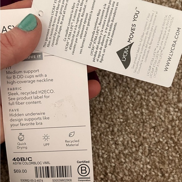 Athleta Burgandy Orange Swim Suit Top With Under Wire Size 40 B/C NWT - Picture 6 of 6